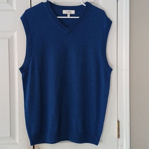Turnbury Royal Blue 100% Extra Fine Merino Wool V-neck sweater vest  Sz L  NWOT - Picture 1 of 7
